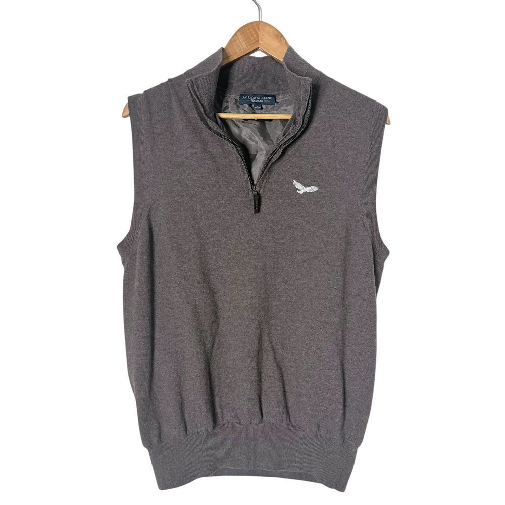 Fairway & Greene Eagle Golf Country Club Quarter Zip Baruffa Wool Sweater Vest L
